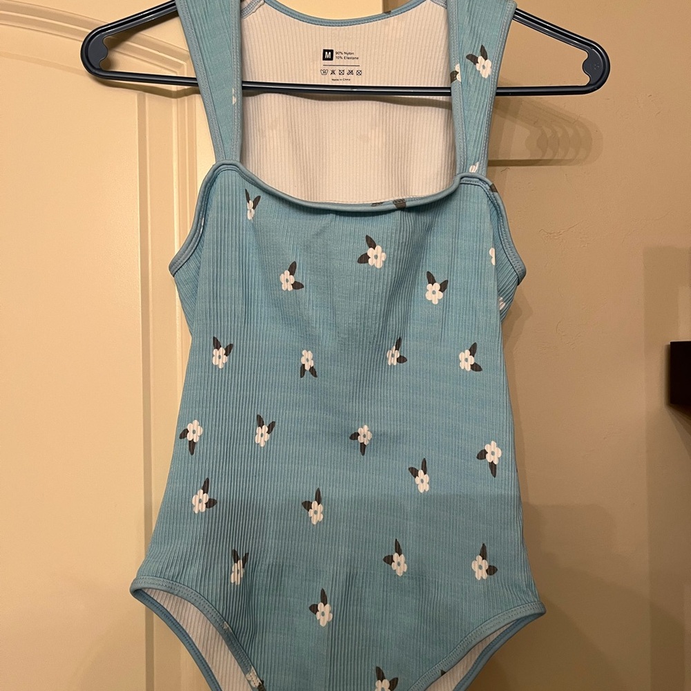 Women's Blue Floral Shapewear Bodysuit